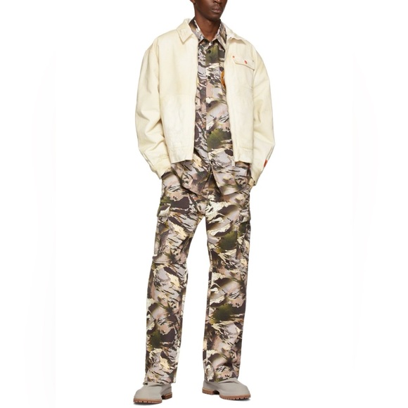 Heron Preston Camo Button Up Shirt Logo Patch Allover Print Short Sleeve Summer - Picture 5 of 12